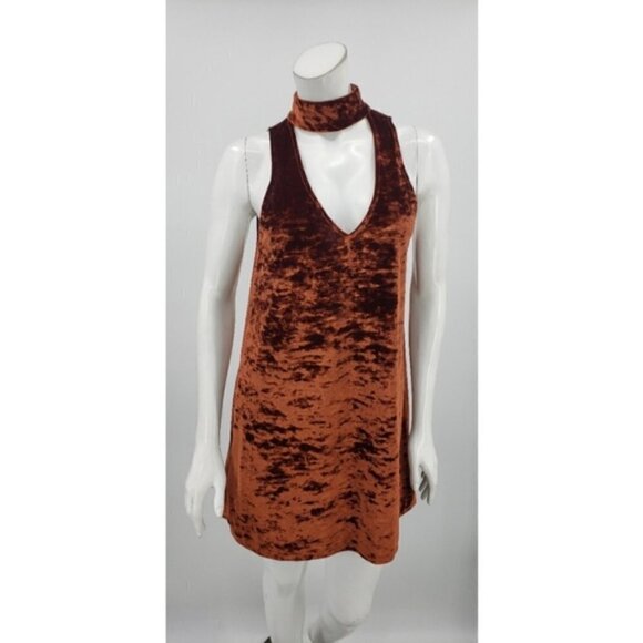 Show Me Your Mumu Friday Rust Velvet Choker Dress - Picture 2 of 5